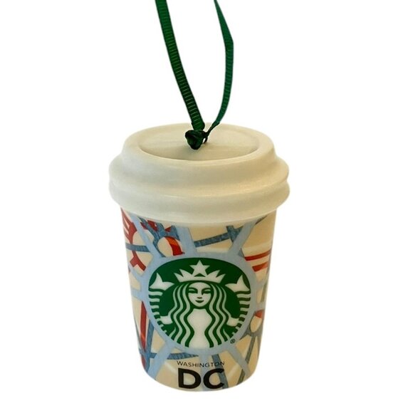 NEW Starbucks Ceramic Hot Coffee Cup Mermaid Logo Ornament Washington DC 2015 - Picture 9 of 12